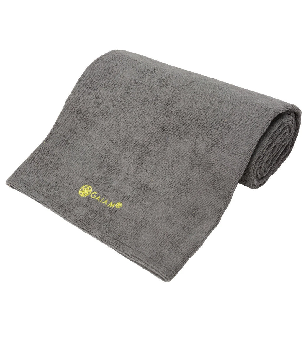 Gaiam Grippy Yoga Mat Towel Citron/Storm 1 Gaiam Grippy Yoga Mat Towel Citron/Storm