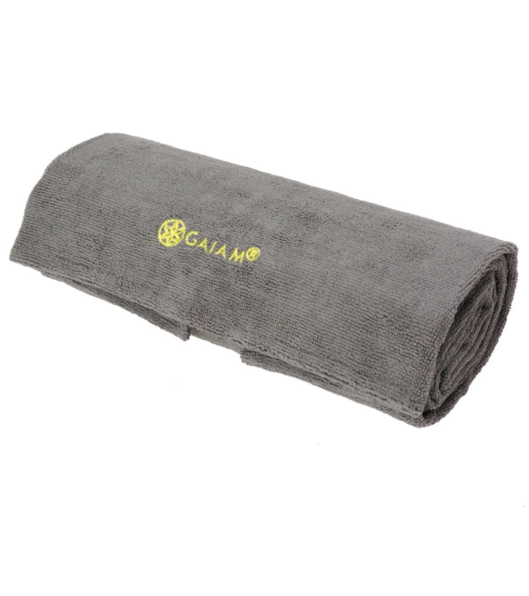 Gaiam Grippy Yoga Mat Towel Citron/Storm 5 Gaiam Grippy Yoga Mat Towel Citron/Storm - Image 5