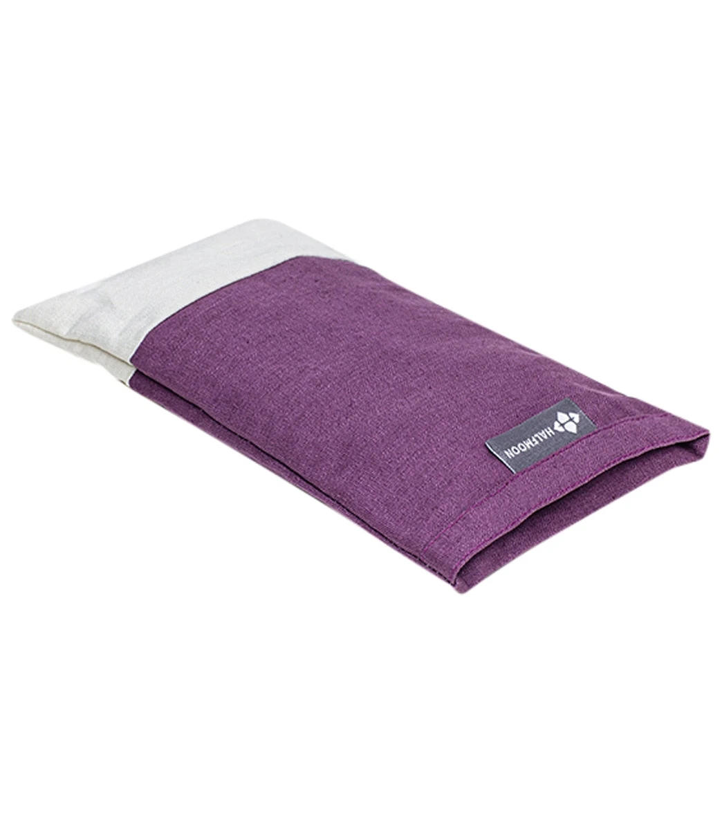 Halfmoon Linen Eye Pillow Plum/Ivory 1 Halfmoon Linen Eye Pillow Plum/Ivory
